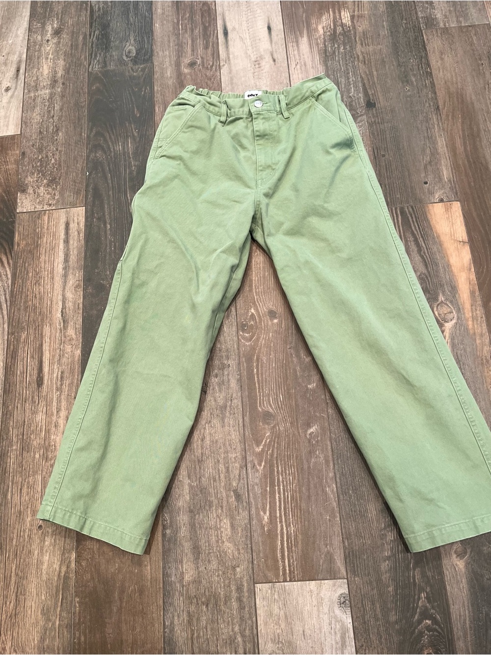 OBEY HARDWORK CARPENTER DENIM Pants Straight Cotton Elastic Waist Sz 27 Sage